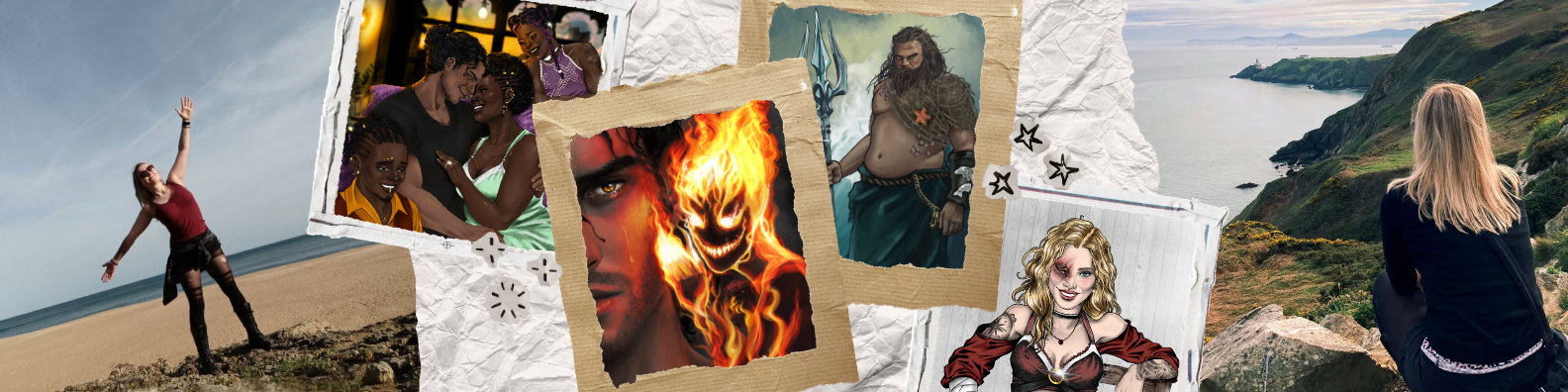 Eine Collage aus Fotos und Illustrationen